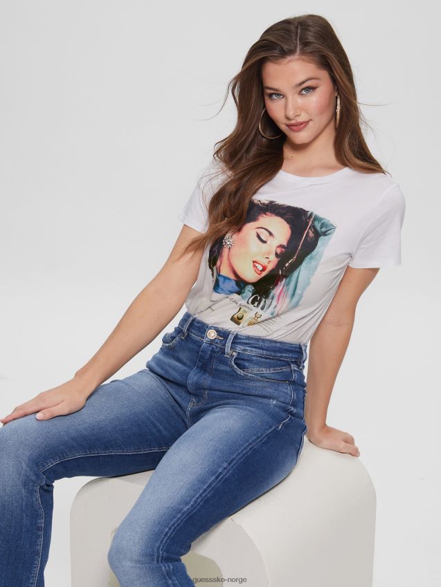 Guess eco vintage magazine easy tee ren hvit Ren hvit kvinner F0LJ809613