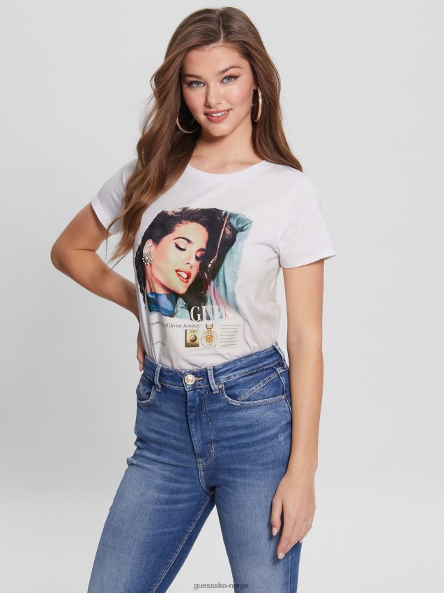 Guess eco vintage magazine easy tee ren hvit Ren hvit kvinner F0LJ809613