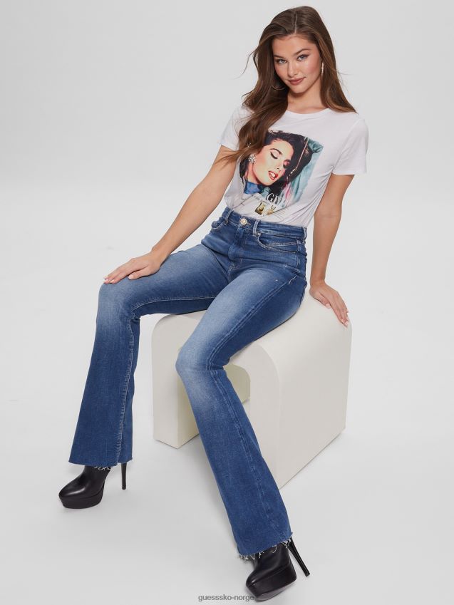 Guess eco vintage magazine easy tee ren hvit Ren hvit kvinner F0LJ809613