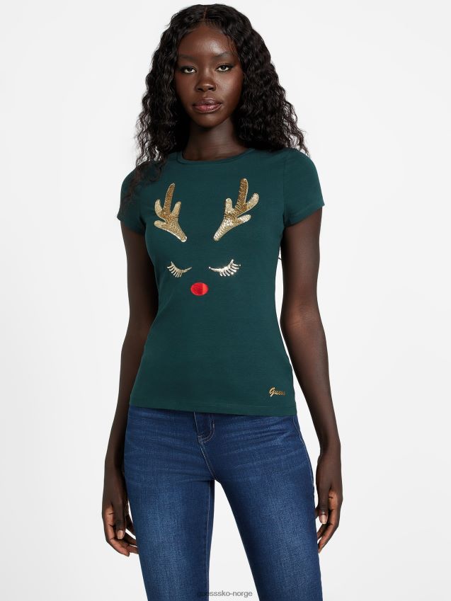Guess eco vixen tee mørk jade mørk jade kvinner F0LJ807308