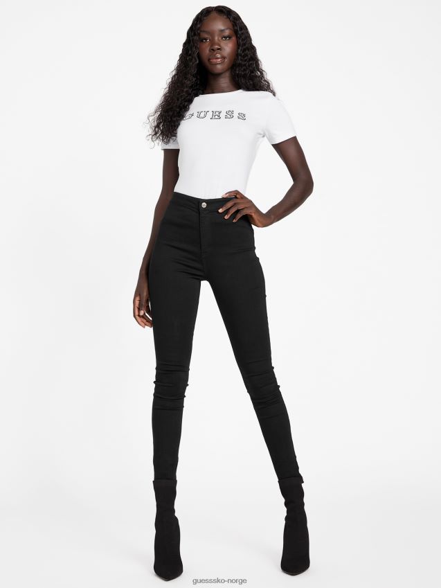 Guess ekte hvit jill rhinestone logo-t-skjorte ekte hvit kvinner F0LJ807255