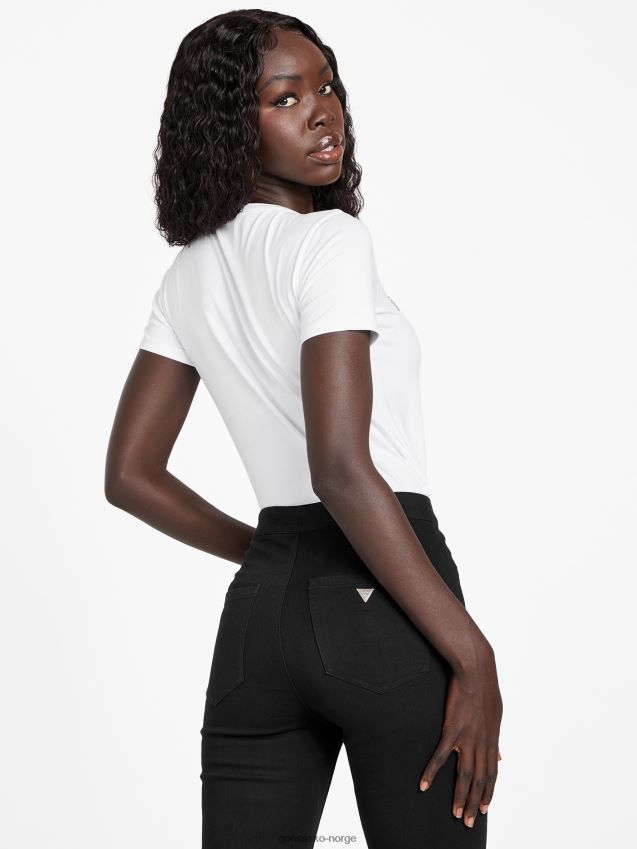 Guess ekte hvit jill rhinestone logo-t-skjorte ekte hvit kvinner F0LJ807255