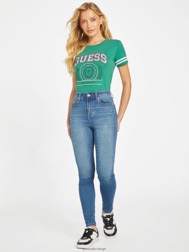 Guess endeløs grønn eco virgie crest logo-t-skjorte uendelig grønt kvinner F0LJ807120