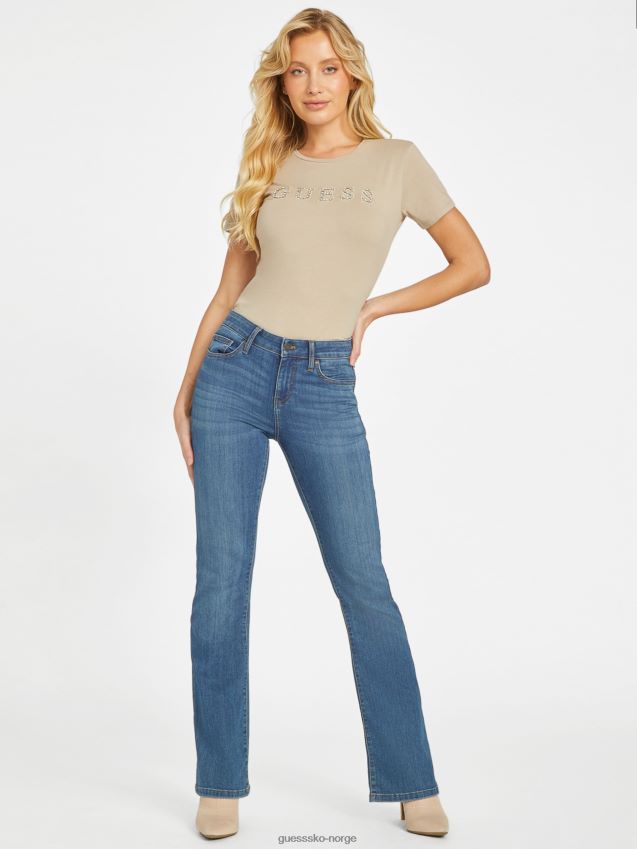 Guess fløyel taupe jill rhinestone logo-t-skjorte fløyel taupe kvinner F0LJ807423