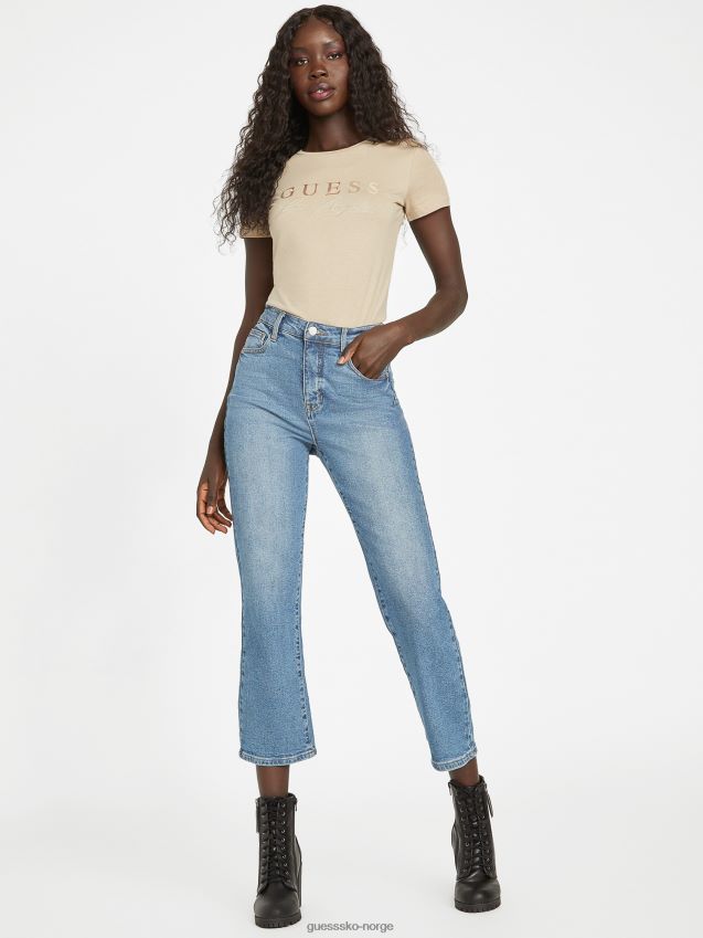 Guess fløyel taupe øko sallie logo-t-skjorte fløyel taupe kvinner F0LJ807305