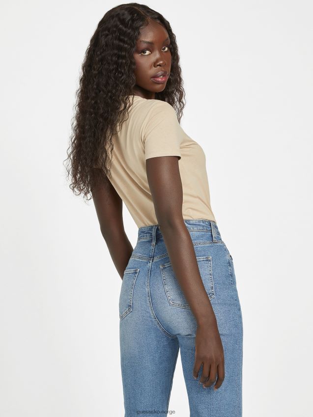 Guess fløyel taupe øko sallie logo-t-skjorte fløyel taupe kvinner F0LJ807305