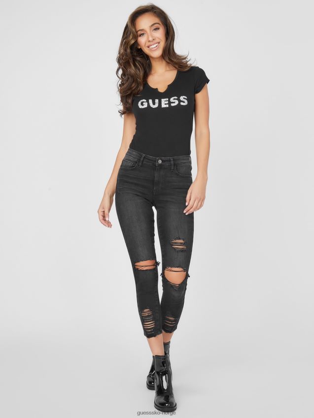Guess holly crush t-skjorte kulsort kulsvart kvinner F0LJ807302