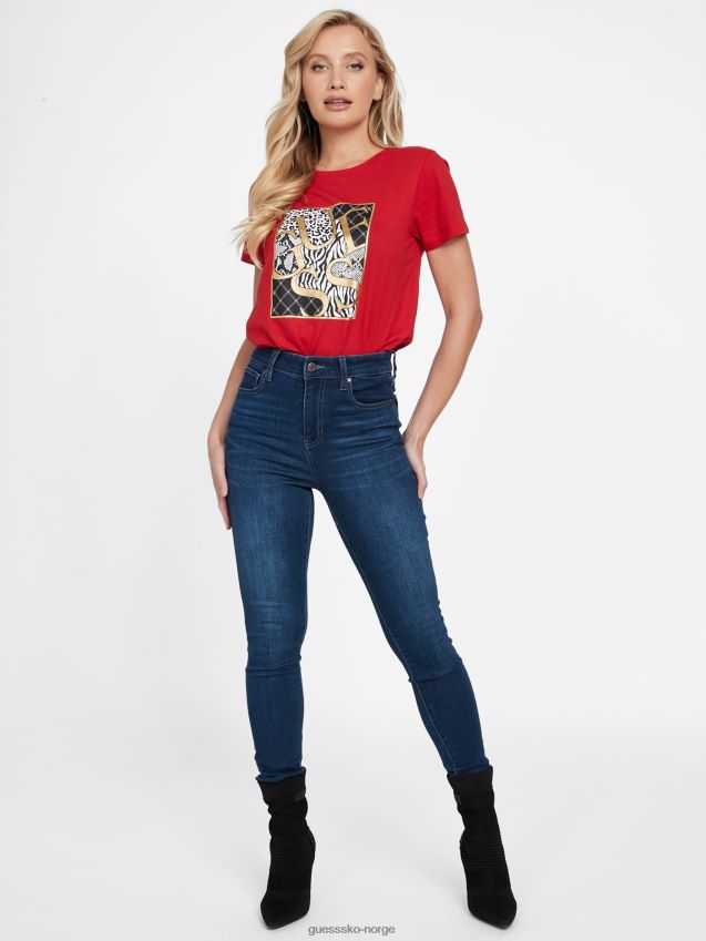 Guess iggy logo t-skjorte rugby rød rugby rød kvinner F0LJ807284