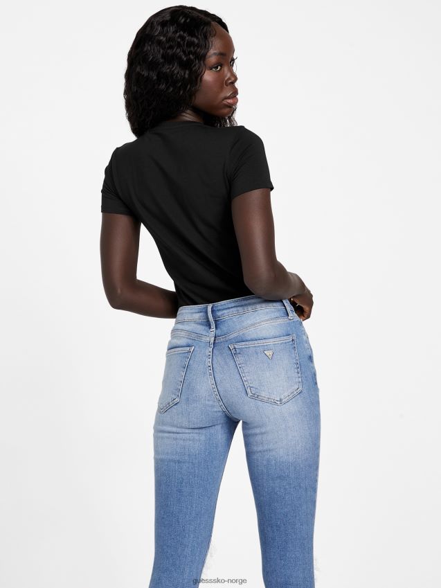 Guess jet black jill rhinestone logo t-skjorte kulsvart kvinner F0LJ807329