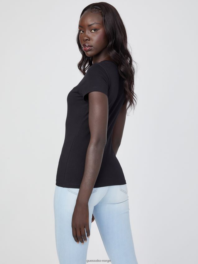 Guess jet black øko cathy rhinestone logo t-skjorte kulsvart kvinner F0LJ807333