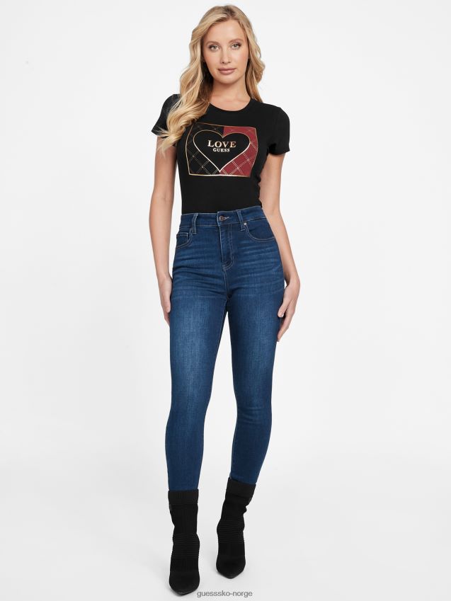 Guess jet black øko lourdes logo t-skjorte kulsvart kvinner F0LJ807192