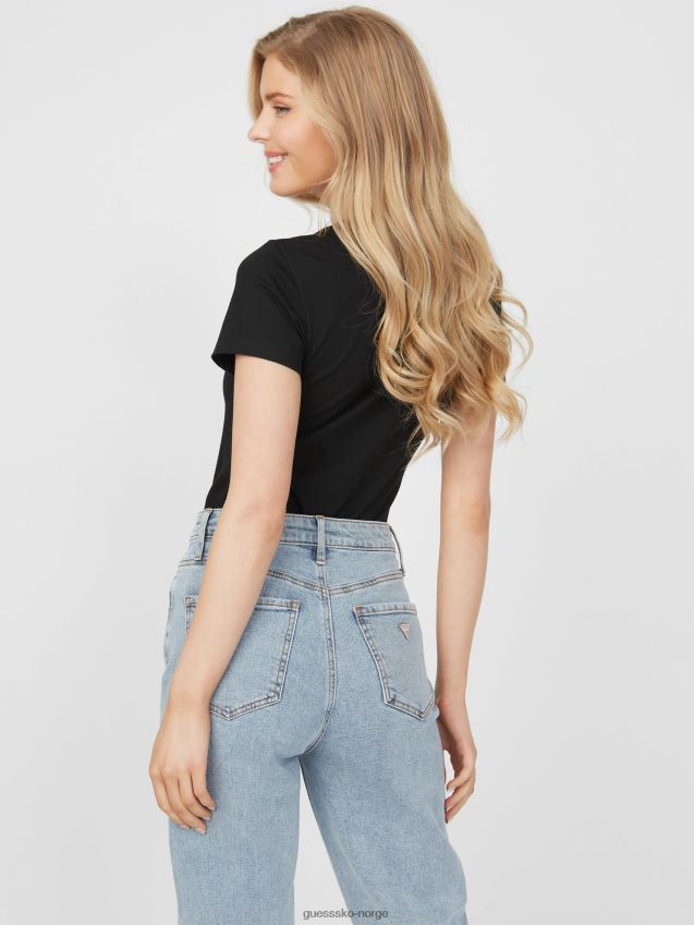 Guess jet black multi capri logo t-skjorte jet black multi kvinner F0LJ807165