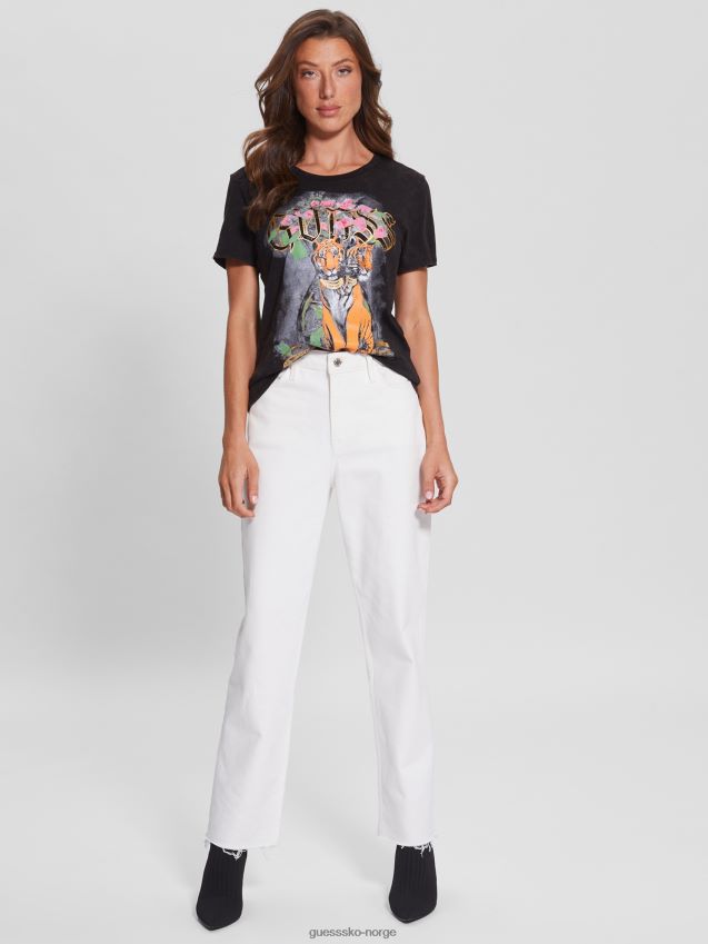 Guess jet black multi dobbel tiger t-skjorte jet black multi kvinner F0LJ809611