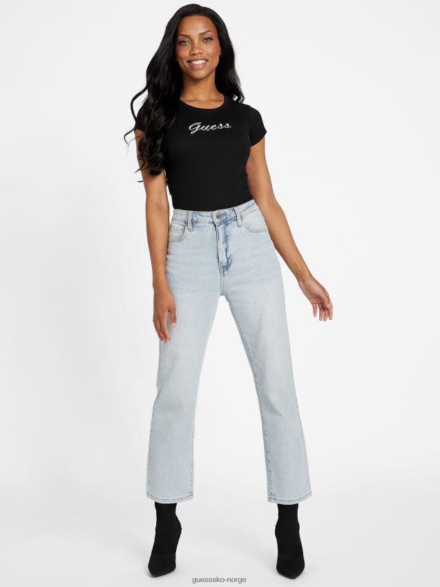 Guess jet black presley logo t-skjorte kulsvart kvinner F0LJ807327