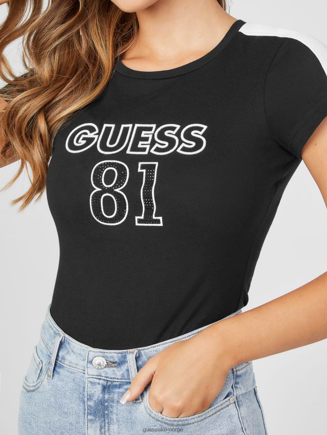 Guess jet black rhodes t-skjorte kulsvart kvinner F0LJ807263