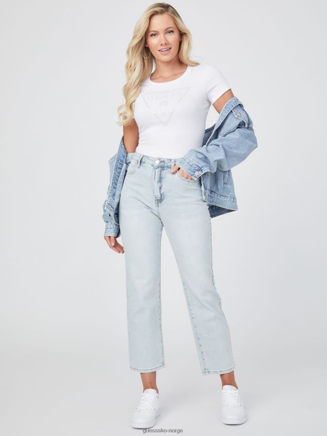 Guess øko cathy rhinestone logo t-skjorte ren hvit Ren hvit kvinner F0LJ807188