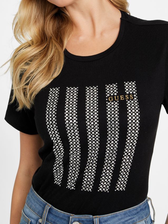 Guess øko felix bling t-skjorte kulsort kulsvart kvinner F0LJ807398