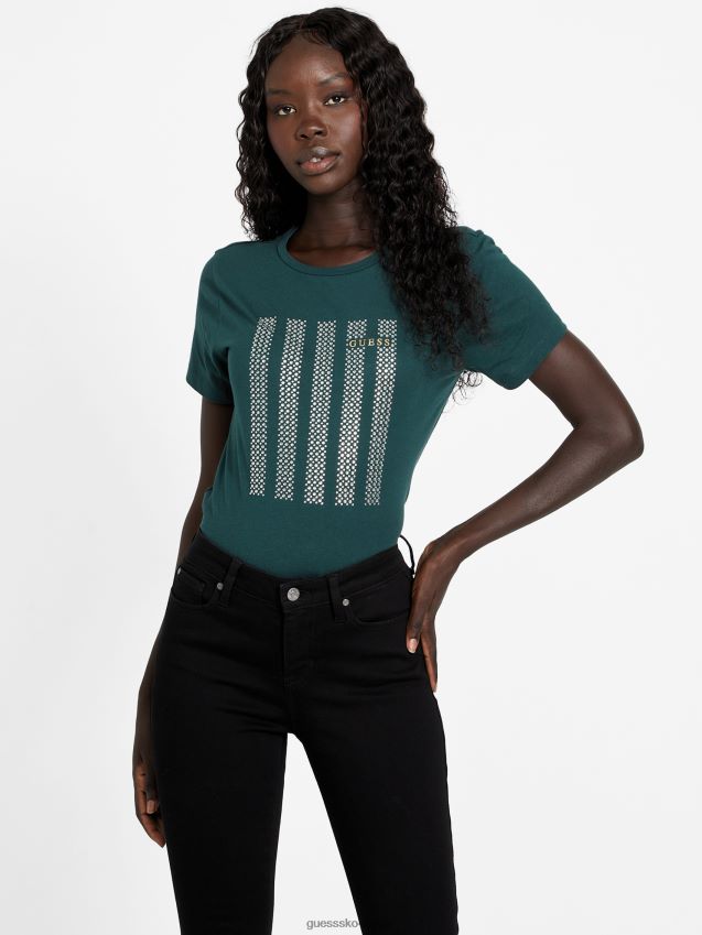 Guess øko felix bling t-skjorte mørk jade mørk jade kvinner F0LJ807121