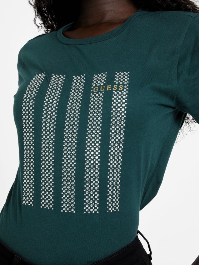 Guess øko felix bling t-skjorte mørk jade mørk jade kvinner F0LJ807121