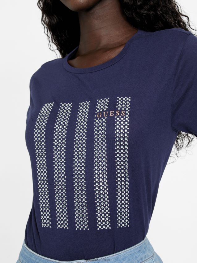 Guess øko felix bling t-skjorte nattlig marine nattlig marine kvinner F0LJ807392