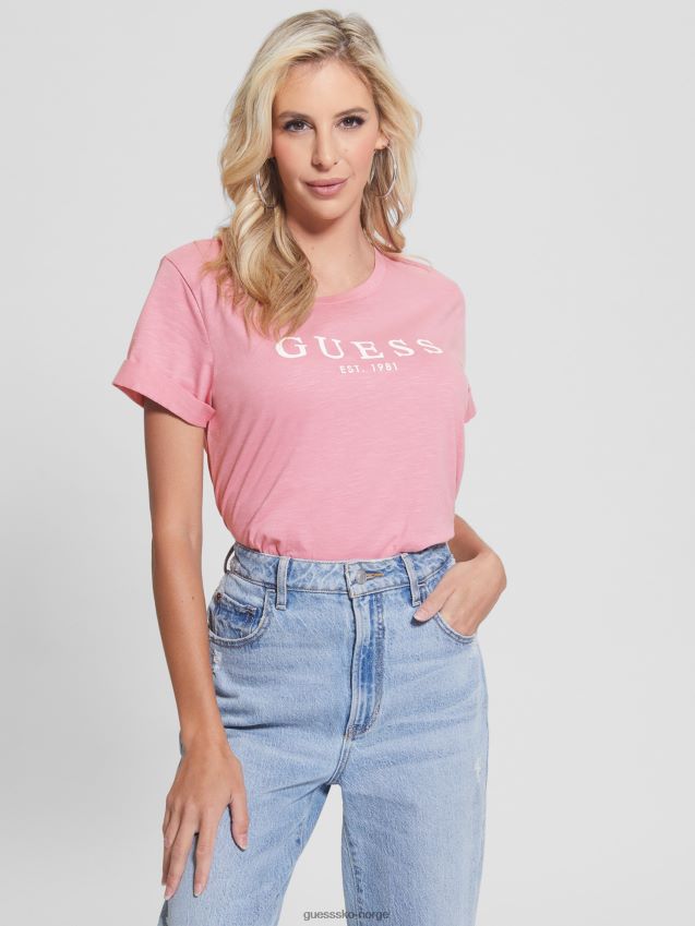 Guess øko mansjett logo t-skjorte vintage blush vintage blush kvinner F0LJ809843