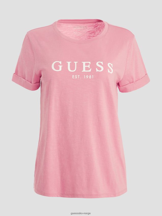 Guess øko mansjett logo t-skjorte vintage blush vintage blush kvinner F0LJ809843