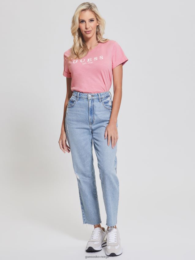 Guess øko mansjett logo t-skjorte vintage blush vintage blush kvinner F0LJ809843