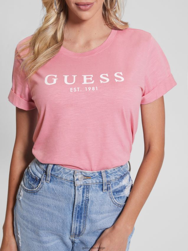 Guess øko mansjett logo t-skjorte vintage blush vintage blush kvinner F0LJ809843