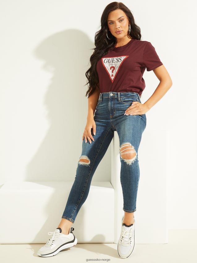 Guess øko triangel logo t-skjorte mystisk vin mystisk vin kvinner F0LJ809846