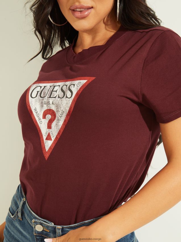 Guess øko triangel logo t-skjorte mystisk vin mystisk vin kvinner F0LJ809846