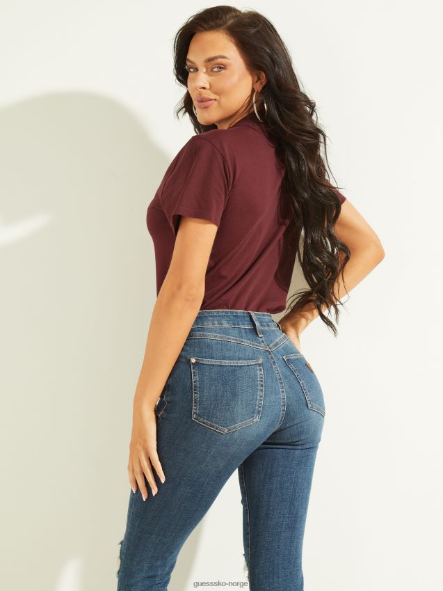 Guess øko triangel logo t-skjorte mystisk vin mystisk vin kvinner F0LJ809846