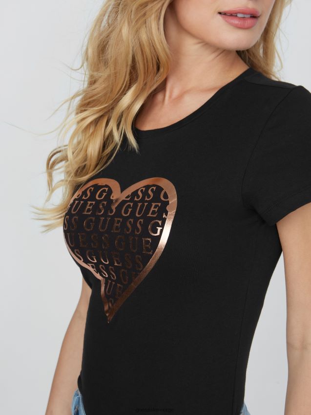 Guess kulsort libi hjerte-t-skjorte kulsvart kvinner F0LJ807135