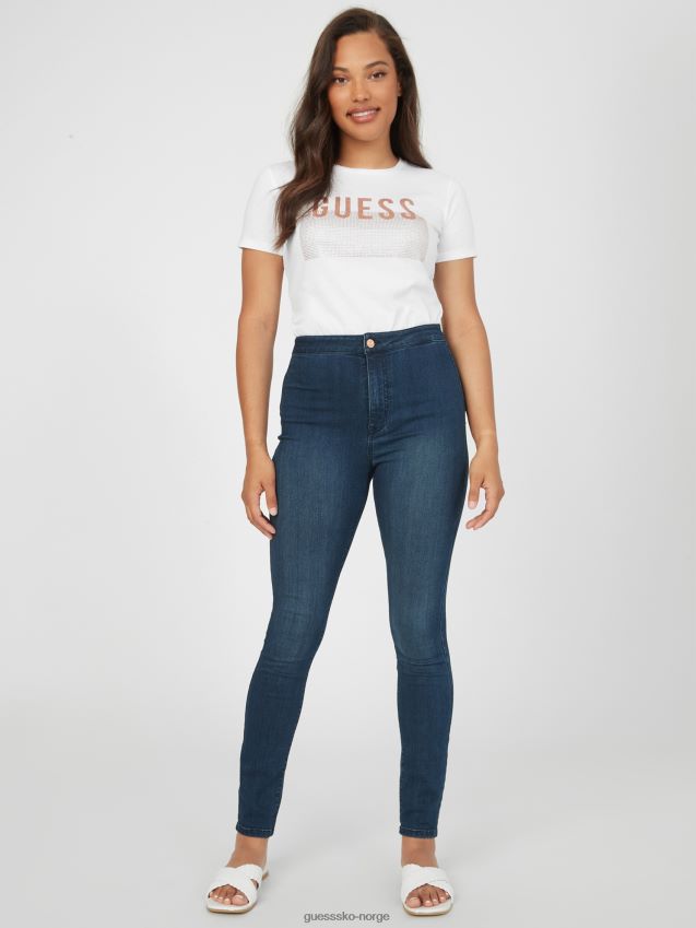 Guess lisey rhinestone logo t-skjorte ren hvit Ren hvit kvinner F0LJ806974