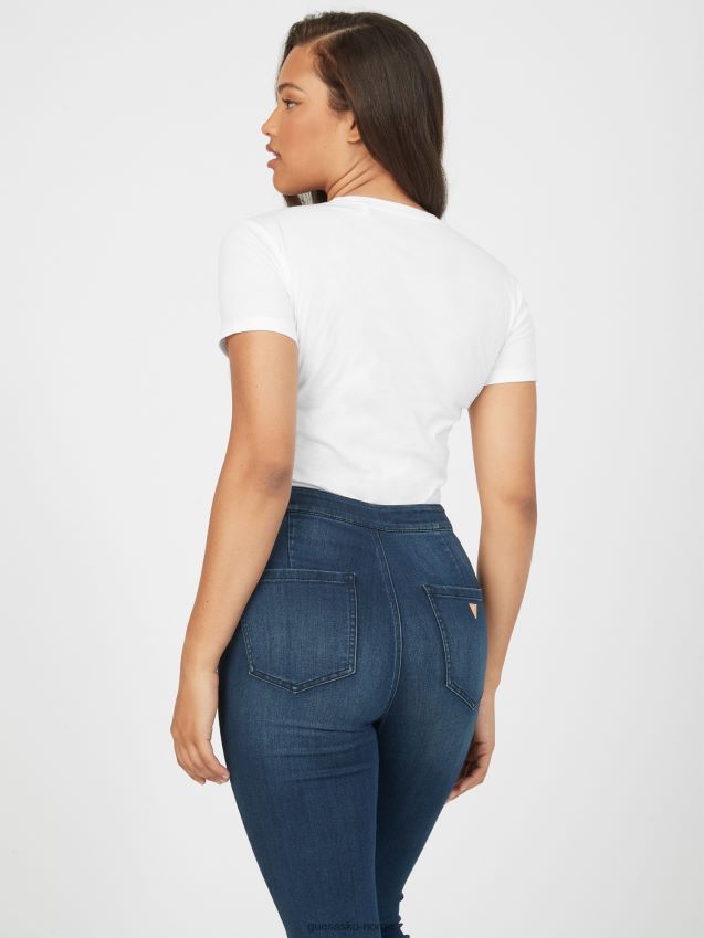 Guess lisey rhinestone logo t-skjorte ren hvit Ren hvit kvinner F0LJ806974