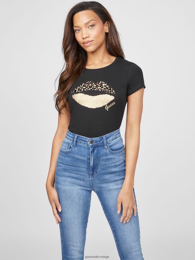 Guess lobe t-skjorte kulsort kulsvart kvinner F0LJ807344