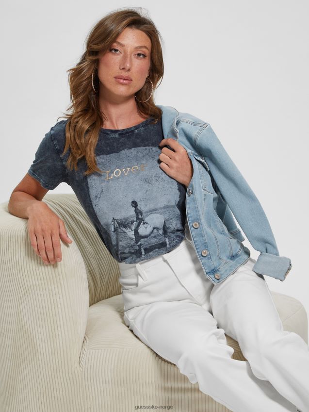 Guess lover easy tee indigo mineral multi indigo mineral multi kvinner F0LJ809792