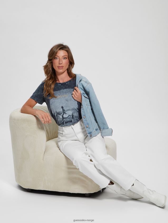 Guess lover easy tee indigo mineral multi indigo mineral multi kvinner F0LJ809792