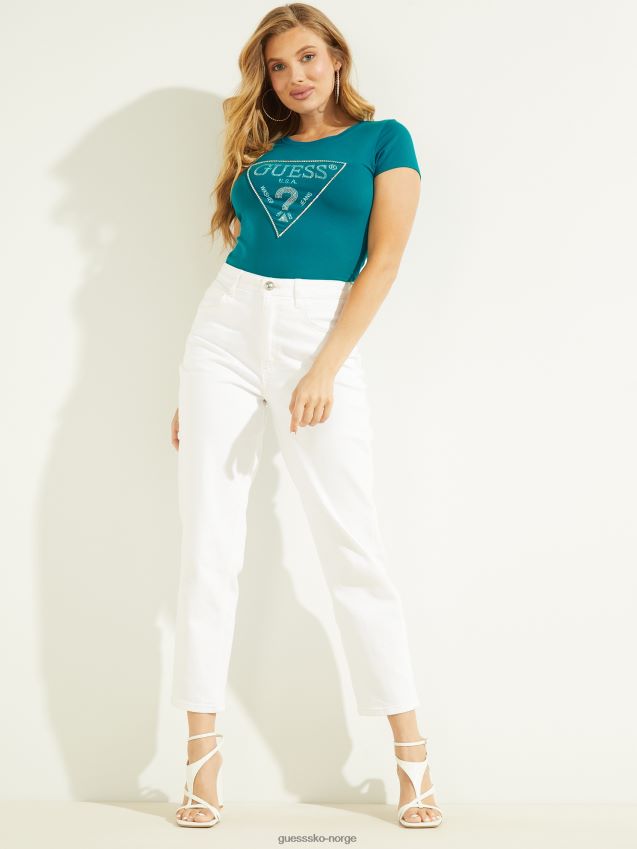 Guess mørk lagune rhinestone logo t-skjorte mørk lagune kvinner F0LJ809844