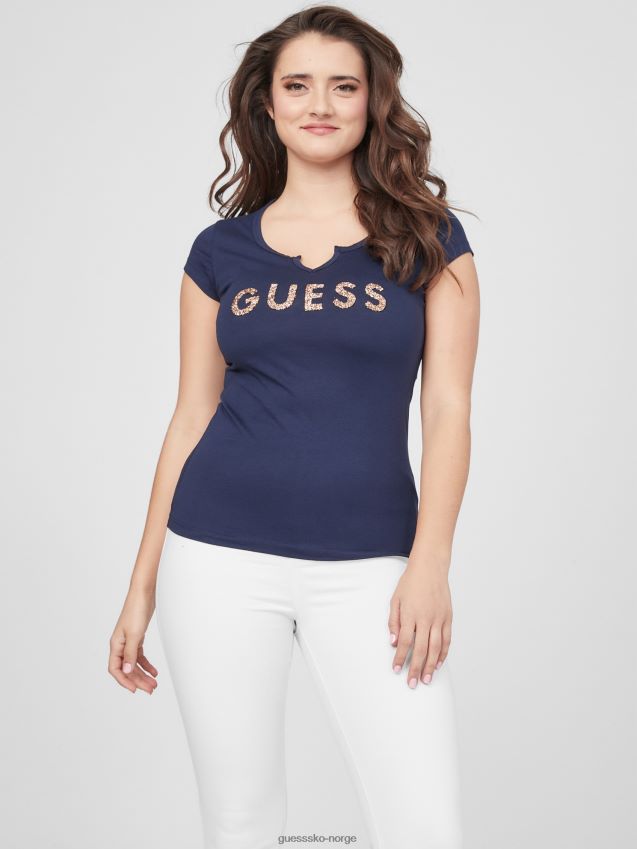 Guess nattlig marineblå kristtorn crush-t-skjorte nattlig marine kvinner F0LJ807147