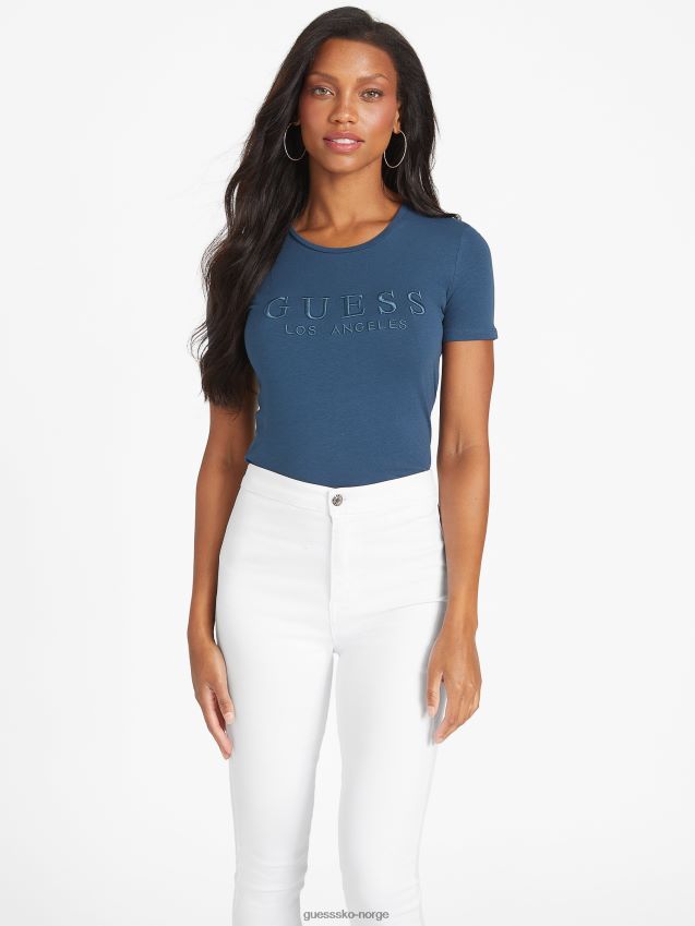 Guess navy fiord lizza t-skjorte med brodert logo marinefjorden kvinner F0LJ807081