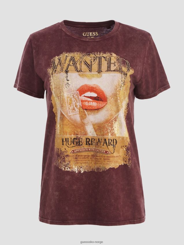 Guess ønsket plakat easy tee mystic wine multi mystisk vin multi kvinner F0LJ809775
