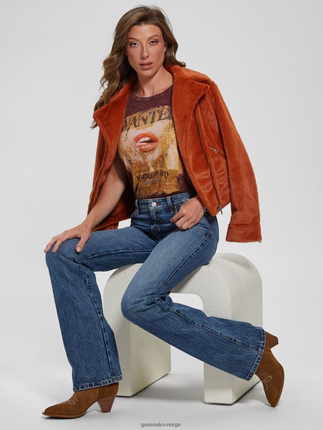 Guess ønsket plakat easy tee mystic wine multi mystisk vin multi kvinner F0LJ809775