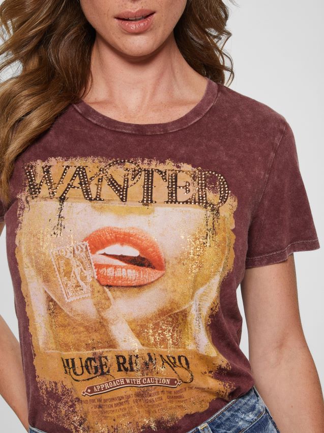 Guess ønsket plakat easy tee mystic wine multi mystisk vin multi kvinner F0LJ809775