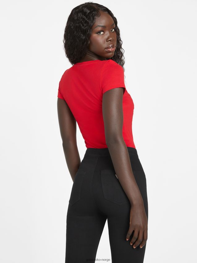 Guess rød kirsebær øko tu beaded logo-t-skjorte rødt kirsebær kvinner F0LJ807407