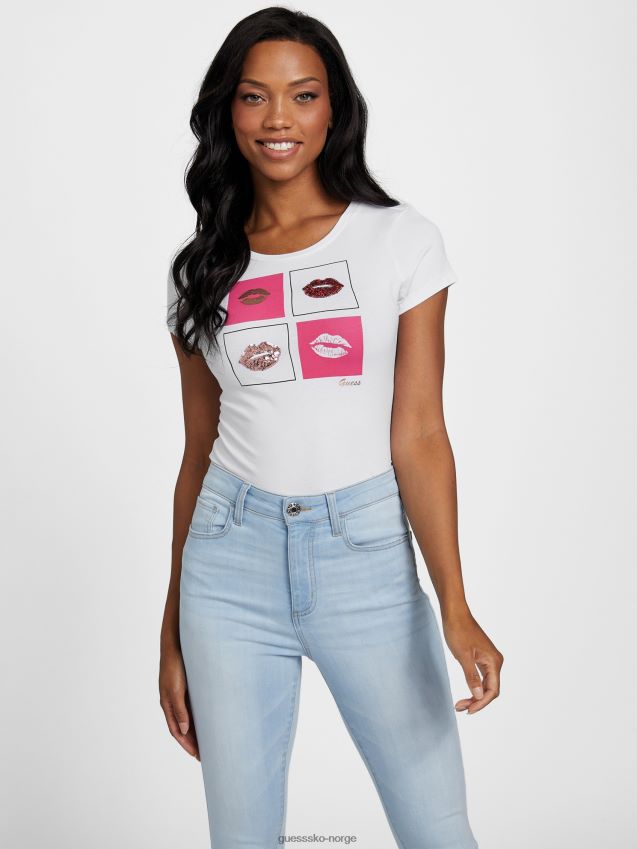 Guess ren hvit ellamae t-skjorte Ren hvit kvinner F0LJ807375