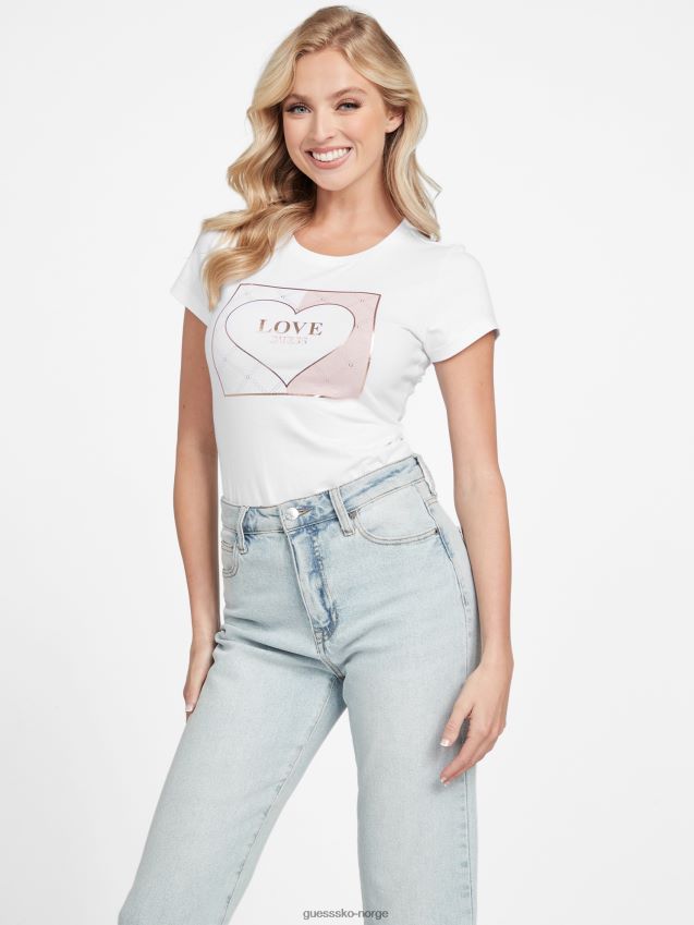 Guess ren hvit øko lourdes logo-t-skjorte Ren hvit kvinner F0LJ807360