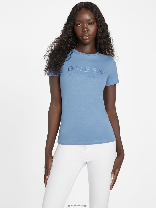 Guess rigel blå øko sallie-logo-t-skjorte rigel blå kvinner F0LJ807201