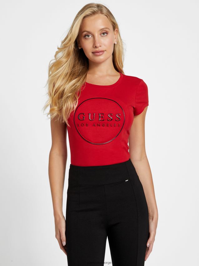 Guess rugby rød gigi logo t-skjorte rugby rød kvinner F0LJ806991