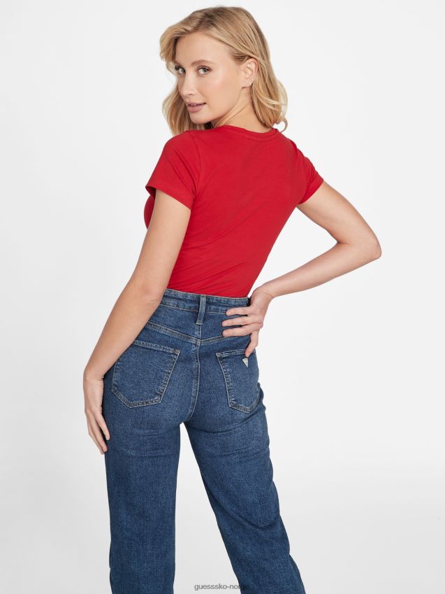 Guess rugby rød lobe t-skjorte rugby rød kvinner F0LJ807215