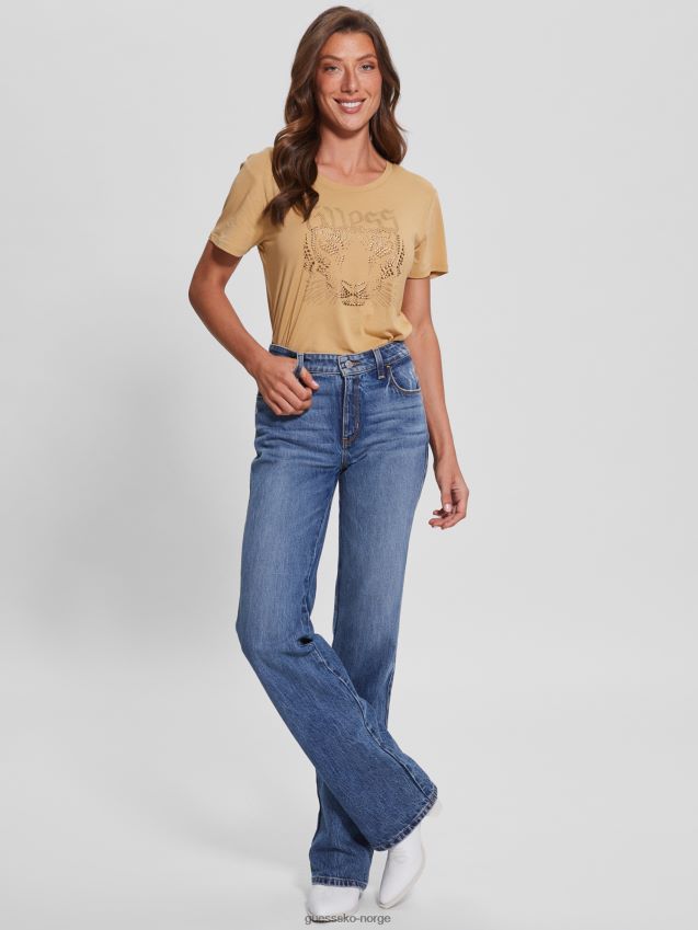 Guess sahara sand logo tiger t-skjorte saharasand kvinner F0LJ809602